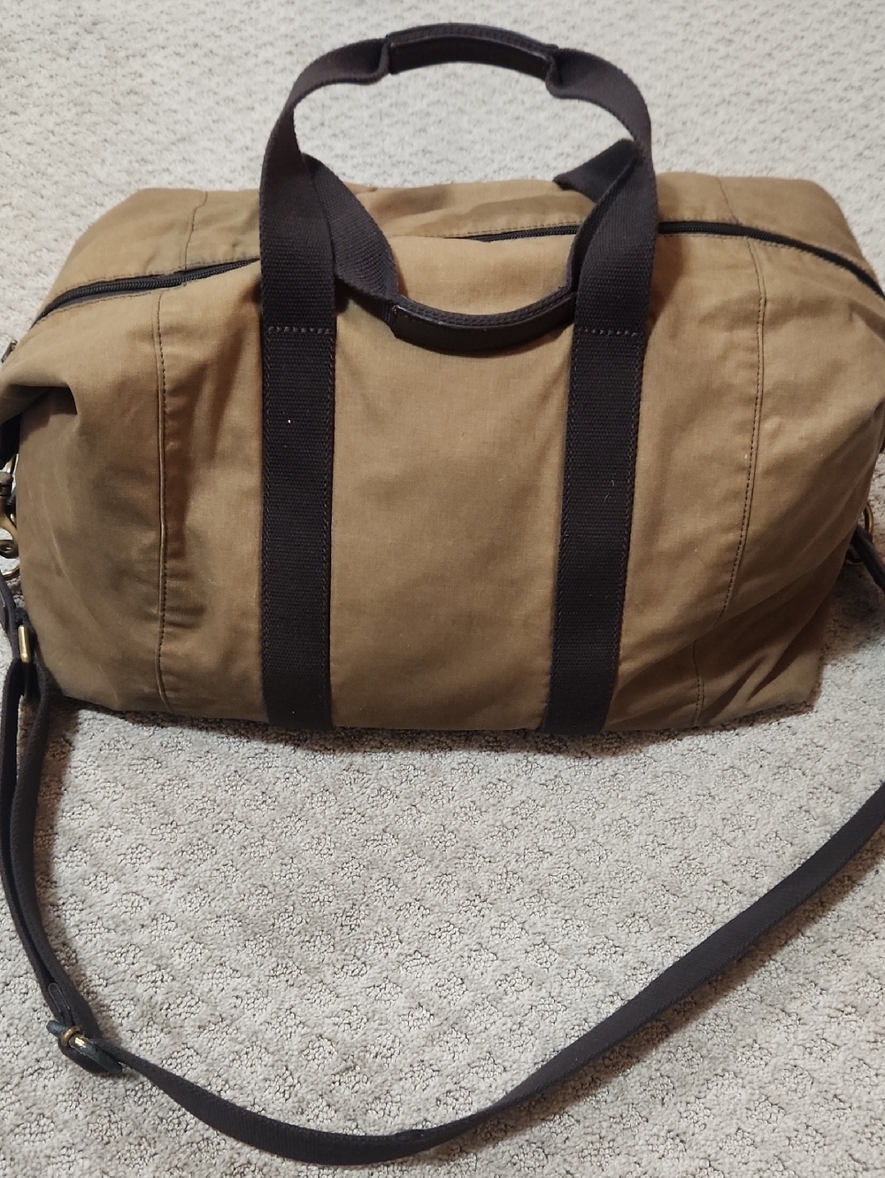 Fossil Men's Waxed Canvas & Leather Travel Duffel Bag - British Tan & Brown - Picture 8 of 16